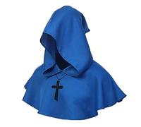 BLESSUME Medieval Hooded Cowl Cross Necklace (azul)