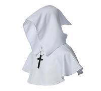 BLESSUME Medieval Hooded Cowl Cross Necklace (Blanco)