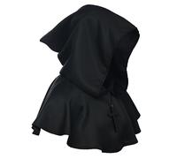 BLESSUME Medieval Hooded Cowl Cross Necklace (Negro)
