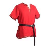 BLESSUME Medieval Vikingo Sayo con un cuero de PU Cinturón Disfraz (Rojo, L)