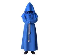 BLESSUME Monje Disfraz Sacerdote Fraile Medieval Encapuchado Renacimiento Túnica (M, Azul)