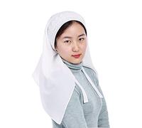 BLESSUME Pañuelo medieval para mujer, velo triangular, clásico, de encaje suave, velo de capilla, Blanco 8, Talla única
