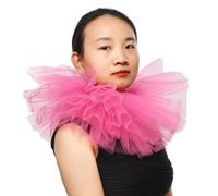 BLESSUME Renacimiento Collar Payaso Malla Victoriano Mujeres Cuello Ruffle Gorguera para Halloween, Carnaval (Rosa 1)
