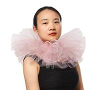 BLESSUME Renacimiento Collar Payaso Malla Victoriano Mujeres Cuello Ruffle Gorguera para Halloween, Carnaval (Rosa)