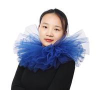 BLESSUME Renacimiento Collar Payaso Malla Victoriano Mujeres Cuello Ruffle Gorguera para Halloween, Carnaval (Azul Real)