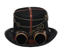 BLESSUME - Sombrero de Steampunk con gafas unisex para carnaval, Halloween, fiesta temática, Negro 2., M
