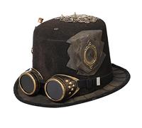 BLESSUME Sombrero Steampunk con gafas Unisex, Halloween, fiesta temática, carnaval Hat (L, Bronze 1)