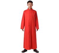 BLESSUME Sotana Clero Alba Túnico Católico Iglesia Taga Disfraz de Cura Bautismal Prenda Púlpito (2XL,Rojo)