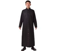 BLESSUME Sotana Clero Alba Túnico Católico Iglesia Taga Disfraz de Cura Bautismal Prenda Púlpito (L,Negro)