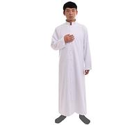 BLESSUME Sotana Clero Alba Túnico Católico Iglesia Taga Disfraz de Cura Bautismal Prenda Púlpito (XL,Blanco)