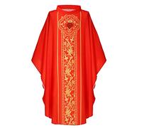 BLESSUME Traje de medición, iglesia, pastor, feria, traje de celebrantes, túnica (rojo)