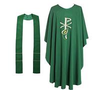 BLESSUME Verde Sacerdote Casulla Bordado católico Iglesia No Collared Vestiduras