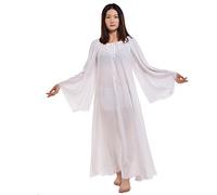 BLESSUME Vestido de Cosplay Vestido Medieval Mujer renacentista Mezcla de algodón (Blanco, L)