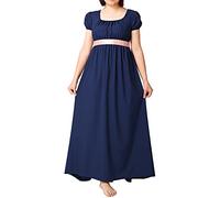 BLESSUME Vestido de Fiesta Vintage de señora Vestido de té de Cintura Alta (Azul, 2XL)