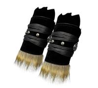 BLESSUME Viking - Brazaletes de cuero medieval para tiro con arco con piel sintética, protectores de brazo LARP ajustables para cosplay, Halloween