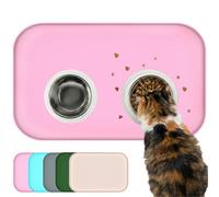 BLESWIN Alfombrilla Impermeable de Silicona para Alimentar Mascotas con Borde Elevado, fácil de Limpiar, Mantel Individual para Cuencos de Gato (Rosa, 60 x 40 cm)