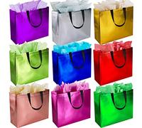 BLEWINDZ 18Pcs Large Gift Bags with Tissues for Presents - 13'' Reusable Non-Woven Gift Goodie Bags with Metallic Shiny - Party Favor Bags Tote Bags for Wedding, Birthday, Christmas