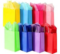 BLEWINDZ 32 bolsas de regalo de papel medianas con pañuelos, bolsas de regalo de fiesta con asas, bolsas de regalo arcoíris de 10.6 pulgadas para cumpleaños, bodas, suministros de fiesta