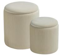 BLEXA Juego de 2 otomanas redondas con almacenamiento, taburete tapizado de terciopelo para maquillaje, multifuncional, mesa de café, asiento acolchado, reposapiés para sala de estar y dormitorio