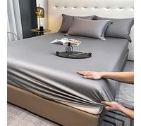 Bleyoum Deep Pocket Fitted Bed Sheets Ice Silk Printed Mat Comfy Breathable Cool in Summer Bottom Sheets Only Twin Small Double Full Super King Queen,Bedding for Four Seasons,150x200+30cm