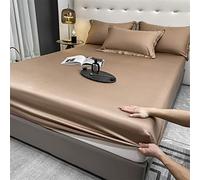 Bleyoum Summer Ice Silk Bed Sheet,Latex Sleeping Cooling Mattress Bedding Set,Breathable,Non-Slip Queen Double Single,Ice Silk Printed Mat Comfy Breathable,180x200+30cm/3pcs
