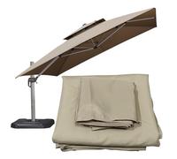 BLGVGKLPNT Toldo de Recambio de Sombrilla de 3x3m Toldo de Repuesto para Sombrilla de Patio,Doble capa,rectángulo,Protección UV 50+ Cubierta de Repuesto (Caqui,3×3M(9.8ft×9.8ft))