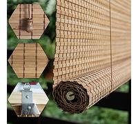 Bli - Ventana de madera natural de bambú para proteger el sol, enrollable, para puertas, balcones, fácil de tirar lateral (100 x 120 cm)