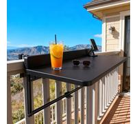 Bliajkswyr Mesa Balcon Plegable Mesa Colgante Escritorio con Barandilla para Balcón Altura Ajustable en 5 Niveles Mese Auxiliar para Exterior se Adapta a Barandillas(Black,100x40cm)