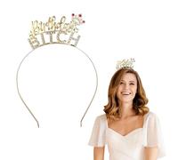 Bliceon Coronas de cumpleaños para mujer, diadema de tiara de diamantes de imitación, accesorio de fiesta de cumpleaños con texto en inglés "Birthday Bitch", diademas de cumpleaños estilo princesa