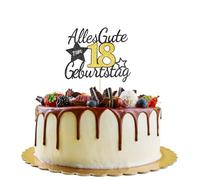 Bliceon Decoración para tarta de cumpleaños 18, decoración para tartas de cumpleaños para niños y niñas, decoración de fiesta de cumpleaños 18 para tartas y celebraciones (negro y dorado)