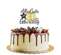 Bliceon Decoración para tarta de cumpleaños 30, decoración para tartas de cumpleaños feliz para hombres y mujeres, decoración de fiesta de cumpleaños 30 para tartas y celebraciones (negro y dorado)
