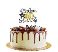 Bliceon Decoración para tarta de cumpleaños 40, decoración para tartas de cumpleaños feliz para hombres y mujeres, decoración de fiesta de cumpleaños 40º para tartas y celebraciones (negro y dorado)