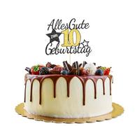 Bliceon Decoración para tarta de cumpleaños número 10, decoración para tartas de cumpleaños para niños y niñas, decoración de fiesta de cumpleaños 10 para tartas y celebraciones (negro y dorado)