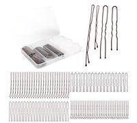 Bliceon Juego de 700 horquillas pequeñas Bobby Pins en forma de U, gomas transparentes para el pelo, pasadores pequeños Bobby para mujeres y niñas con caja de almacenamiento (marrón)