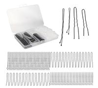 Bliceon Juego de 700 horquillas pequeñas Bobby Pins en forma de U, gomas transparentes para el pelo, pasadores pequeños Bobby para mujeres y niñas con caja de almacenamiento (negro)
