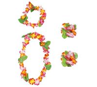 Bliceon Juego de collar de guirnalda de flores hawaianas, decoración de fiesta tropical, accesorios de disfraces, diademas y pulseras para celebraciones de playa para adultos y niños para eventos Luau