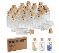 BLIENKREBY 30 pcs Botella de Vidrio Mini, 3 ml Botes Cristal Pequeños, Botellas Con Tapa de Corcho para Invitados Bodas, Decoración, Fiesta, Especias y Mermelada