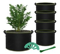 BLIENKREBY Paquete de 5 Bolsas de Cultivo Plantas 60L, Maceta de Tela Cultivo de Patatas con Asas y Etiquetas de Plantas, Bolsas De Cultivo De Tela No Tejida para Flores Y Verduras