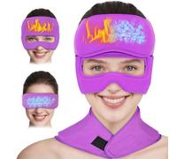 Blihouse Gorro de alivio de migraña 3 en 1 con máscara de gel para ojos y bolsa de hielo para el cuello, terapia de frío y calor para dolores de cabeza, sinusitis, ojos hinchados, regalos