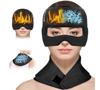 Blihouse Gorro de alivio de migraña 3 en 1 con máscara de ojos de gel y bolsa de hielo para el cuello, terapia de frío y calor para dolores de cabeza, sinusitis, ojos hinchados, regalos reutilizables