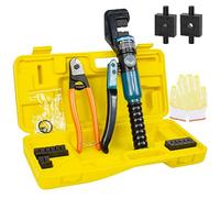 Blika 10 toneladas de cable hidráulico de batería de alambre de terminales crimpadora con 9 troqueles y cortador de cables, para accesorios de barandilla de acero inoxidable de 1/8" a 3/16"