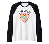 Blind Inspirational Quote Kindness I See with My Heart Camiseta Manga Raglan
