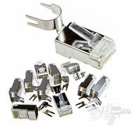 Blindado 2 Piece STP Cat6/6A/Cat7 RJ45 LAN Crimps Termina Conectores [10 Empacar] [10 Paquete]