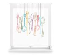 Blindecor Digital Cocina | Estor Enrollable Translúcido con Estampado Impresión Digital | Modelo Cutlery | 150 x 180 cm (Ancho por Alto) Tamaño de la Tela 147 x 175 cm | Estores para Ventanas