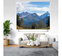 Blindecor Digital | Estor Enrollable Translúcido Estampado |Familia Paisaje| Modelo P-MOUNTAINSBLUE | 150 x 180 cm (Ancho por Alto) Tamaño de la Tela 146 x 175 cm | Estores para Ventanas