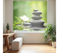 Blindecor Digital | Estor Enrollable Translúcido Estampado |Familia Zen| Modelo F-Estanque | 130 x 180 cm (Ancho por Alto) Tamaño de la Tela 126 x 175 cm | Estores para Ventanas