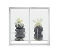 Blindecor Duo Relax | Pack 2 Estores Enrollables Translúcidos Sin Taladrar Easy Fix Impresión Digital | Modelo Orquídea | 70 x 150 cm (ancho por alto) Tamaño de la Tela 67 x 145 cm