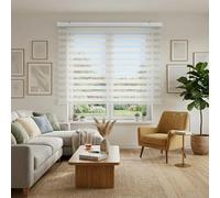 BLINDECOR | Estores Enrollables Noche y Día | Galería Metálica | Fácil Instalación a Pared y Techo | Modelo Vela | Blanco roto| Medida Estor 120 x 180 cm | Tamaño de la tela 117 x 175 cm