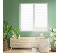 Blindecor Indus SIN HERRAMIENTAS | Estor Enrollable Sin Taladrar de Doble Capa | Color Blanco 130 x 150 cm (ancho x largo) | Tamaño de la Tela 127 x 145 cm