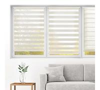 Blindecor Indus SIN HERRAMIENTAS | Estor Enrollable Sin Taladrar de Doble Capa | Color Lino 80 x 220 cm (ancho x largo) | Tamaño de la Tela 77 x 215 cm